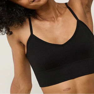 NWT 2x Aerie beige seamlesss v front strappy padded stretch comfortable bra M